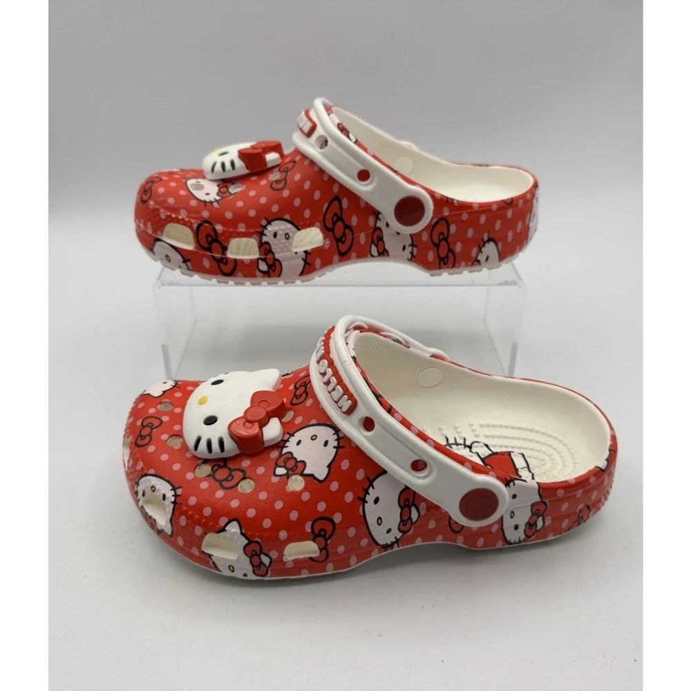 Hello Kitty Crocs Classic Clog Kids Children’s Size 2 Red White Sanrio Pre-owned